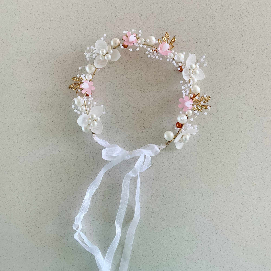 Floral Crown with Pink blossoms